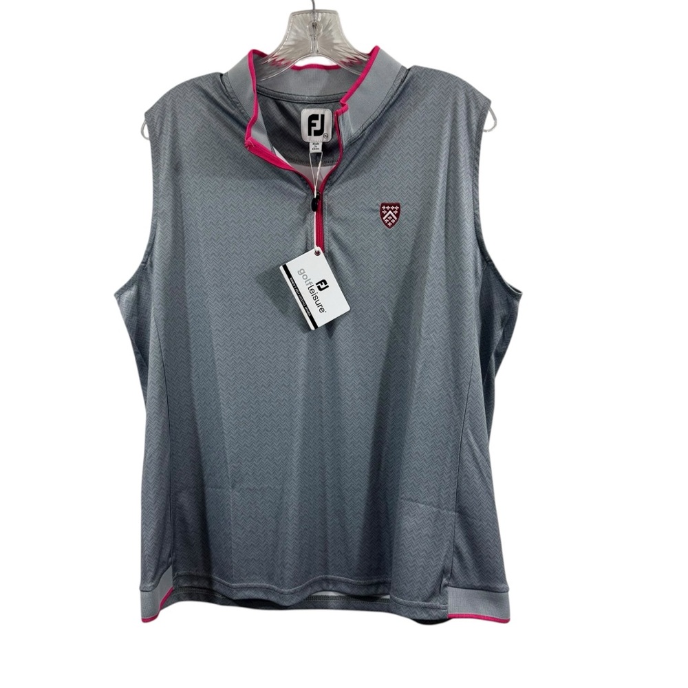 FootJoy Performance Quarter-Zip Tank Top Sleeveless Golf Gray Pink Chevron NEW